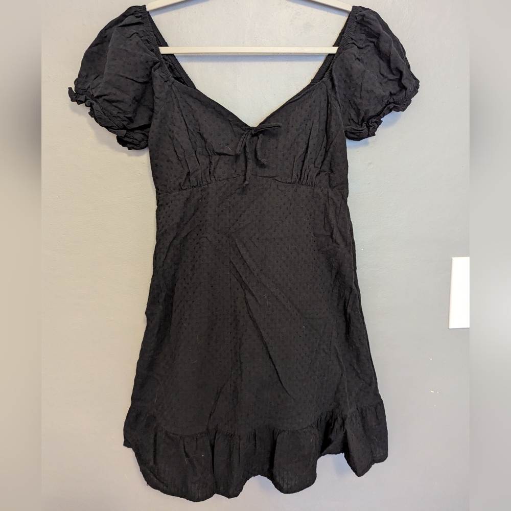 Black Puff Sleeve Mini Dress